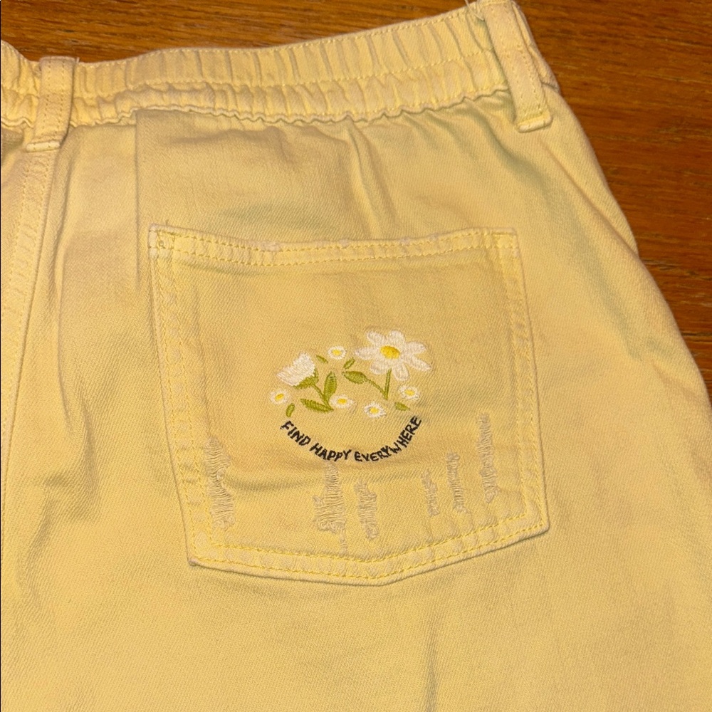 Aerie Light Yellow Distressed Jean Shorts - Picture 6 of 6